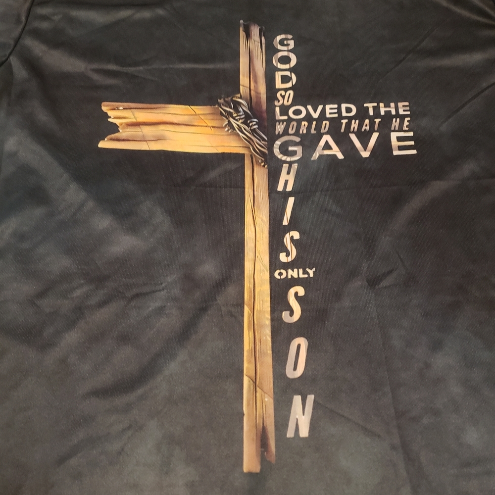 Men's black God so loved the world that he gave his only son tee shirt size 2xl